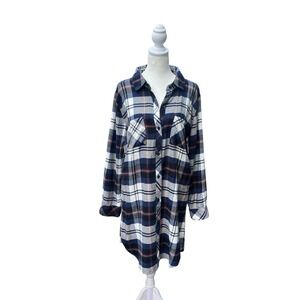 Rails Navy White Plaid  Button Down Dress Size Large